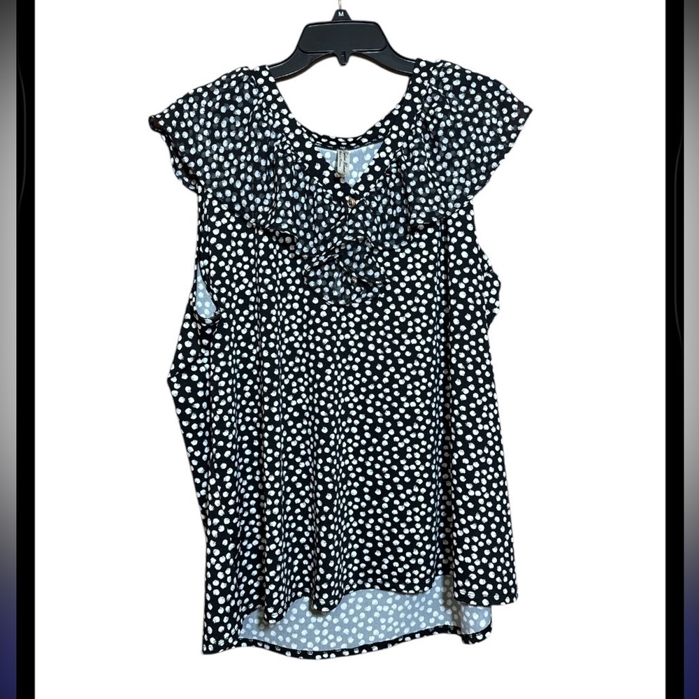 Perception women 2X blouse black white nice